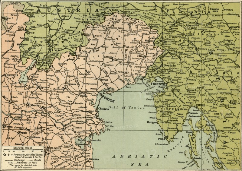 Map of the Italian Fighting Front', 1919.