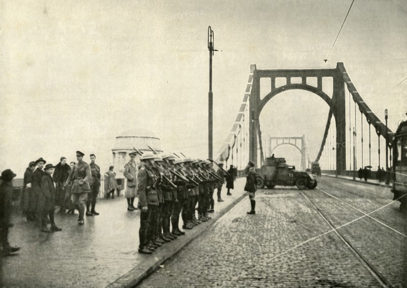 The 18th Hussars Guarding a Bridge on the Rhine at Cologne', (1919).