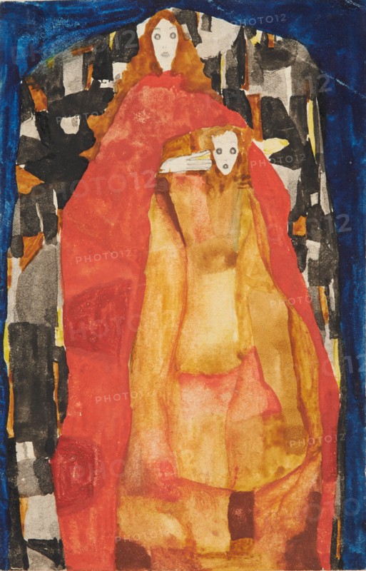 Mother with child in red coat, 1911.