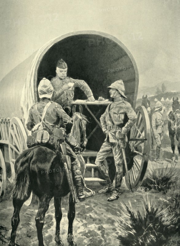 Lord Roberts Writing Despatches in the Transport Waggon in Which He Slept', (1901).