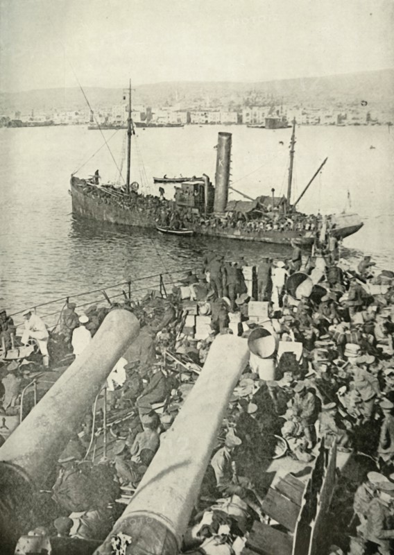 Landing of the British Troops at Salonika', (1919).