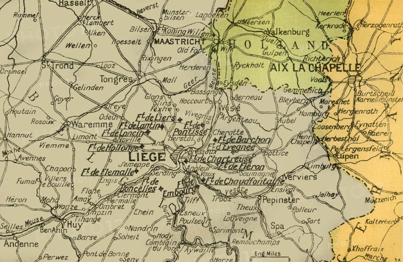 Map Showing the Forts of Liège', 1919.