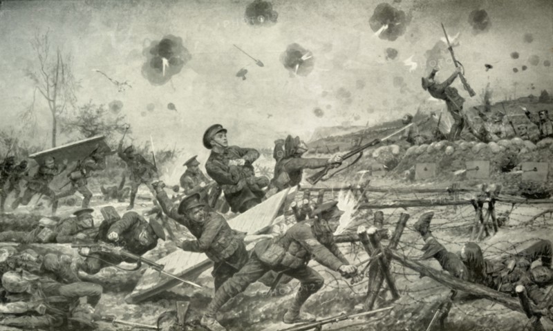 An Attack Led By A Bombing Party', (1919).