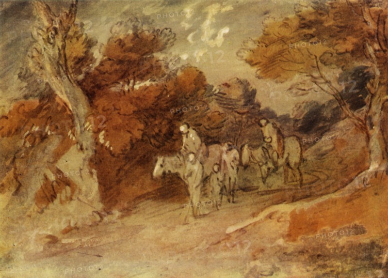 Figures and Horses in a Country Lane', mid-late 18th century, (1934).