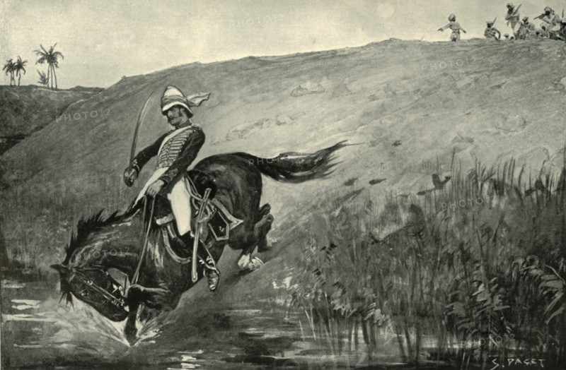 Narrow Escape of Lieutenant Roberts While Pursued by Natives Near Lucknow', (1901).