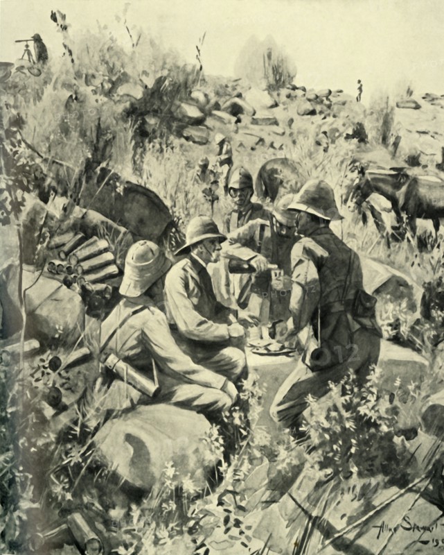 Lord Roberts and Staff at Lunch on the Veldt', (1901).
