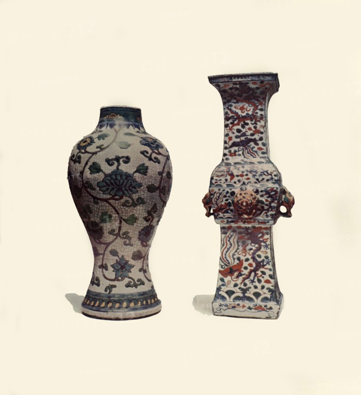 Two enamelled porcelain vases, Chinese, 15th-17th centuries, (1908).