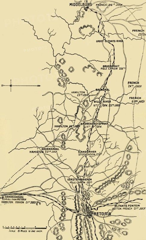 Map Illustrating the Eastward Move from Eerstefabrieken to Middelburg', 1901.