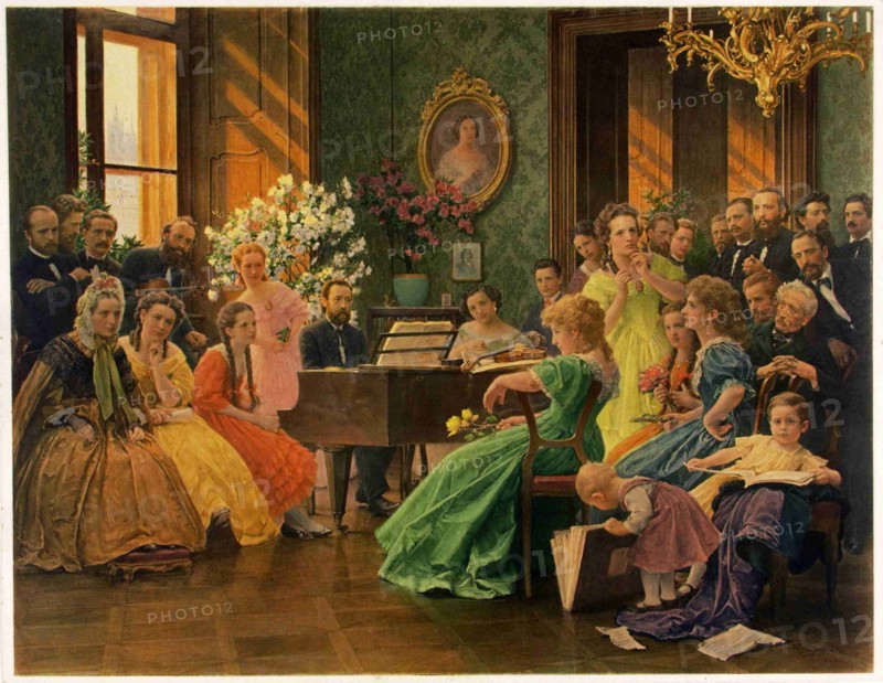 Bedrich Smetana in circle of friends in 1865, 1923.