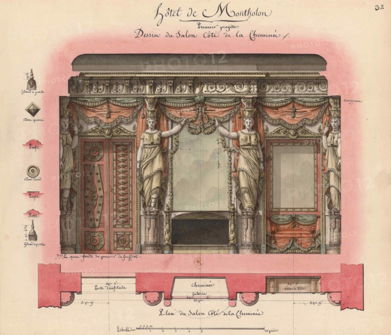 Hôtel Montholon. Projet de salon, 1786.
