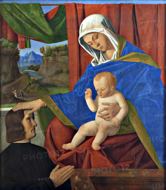 Virgin and child with a Donor, Late 15th cen..