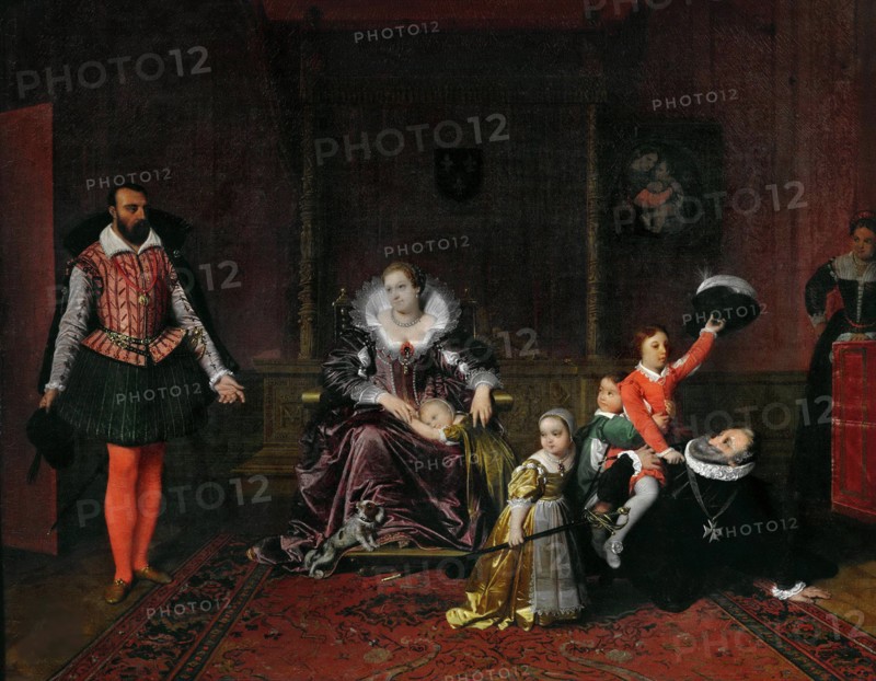 The Spanish ambassador surprises Henri IV playing with his children, 1817.