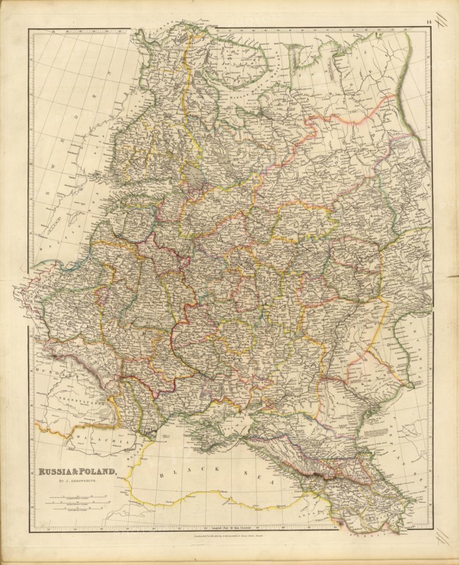 Map of Russia and Poland, 1832.