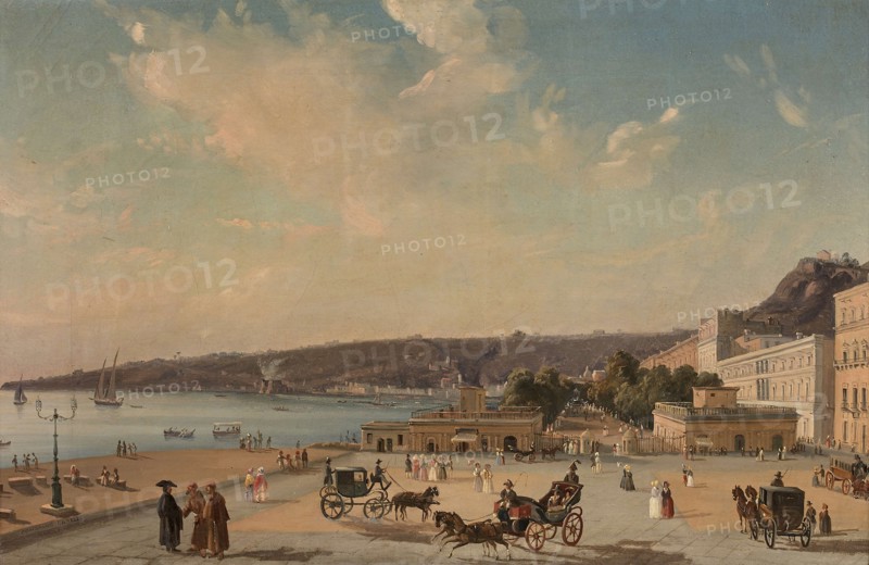 View of the gardens of Villa Reale, Naples.