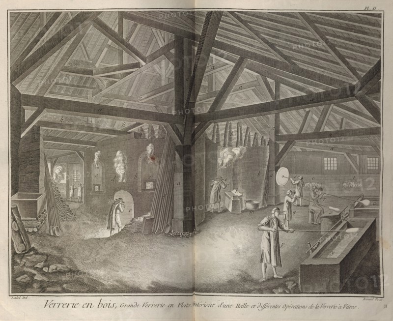 Glass Making. From Encyclopédie by Denis Diderot and Jean Le Rond d'Alembert, 1751-1765.