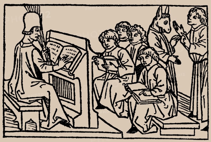 School lessons. From Speculum Vitae Humanae by Rodericus Zamorensis, 1479.
