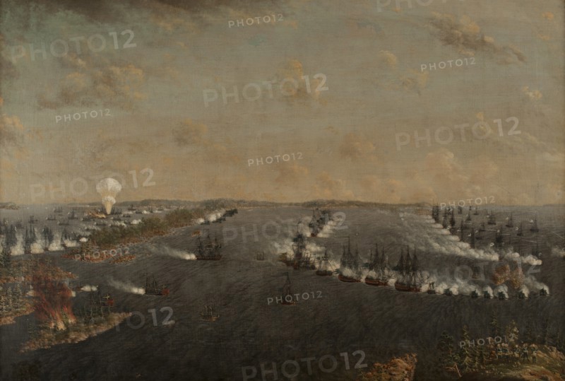 First Russo-Swedish Battle of Rochensalm on August 24, 1789, c. 1790.