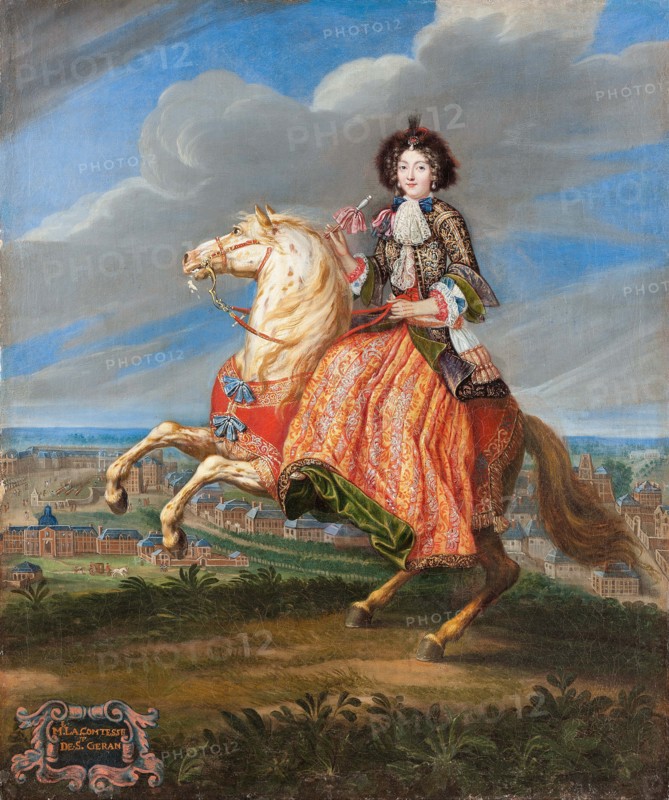 Equestrian portrait of Françoise Madeleine Claude de Saint-Géran, 1675-1680.