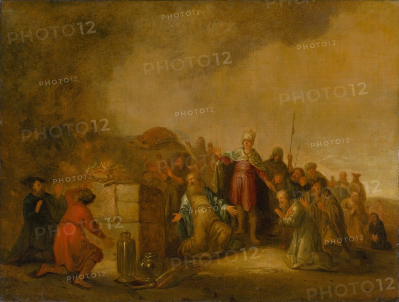Elijah's sacrifice on Mount Carmel, 17th century.