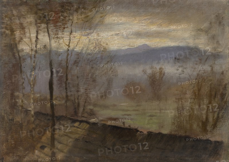 Evening landscape with river, c. 1880.