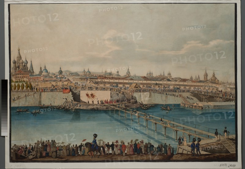 Cornerstone Laying Ceremony for the Moskvoretsky Bridge in Moscow, 1830.