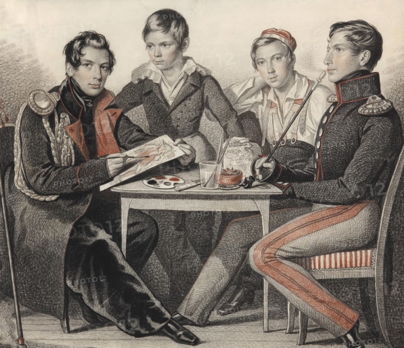 Portrait of the Brothers Konovnitsyn , 1825.