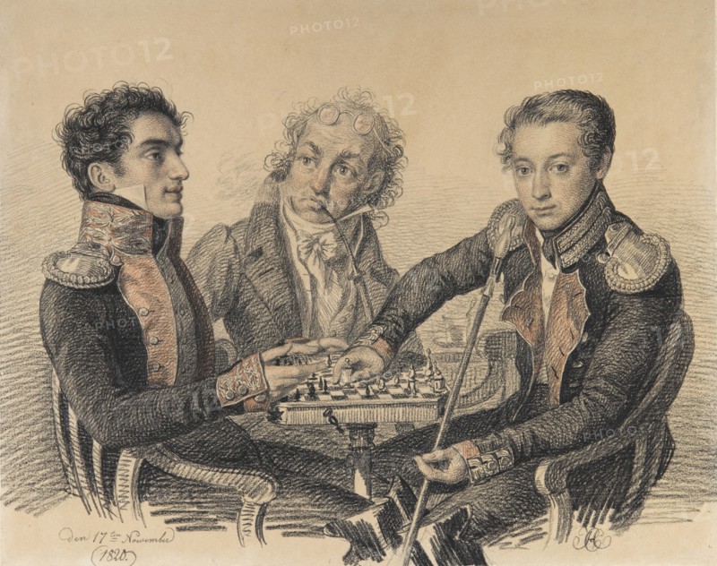 Count Zakhar Semjonovich Kherkheulidze, Baron Alexei Ivanovich Cherkasov with an Unknown, 1820.