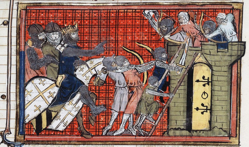 The capture of a town by Godfrey of Bouillon.