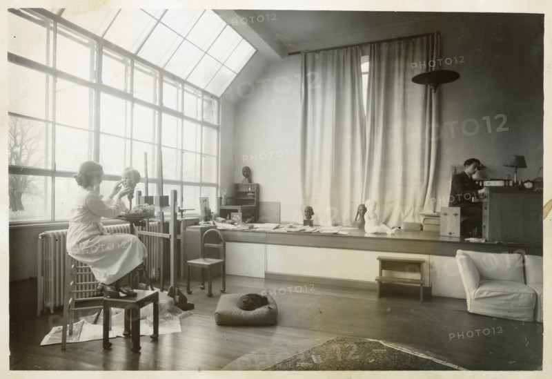 Russian sculptor Dora Gordine at work, Kingston Upon Thames, London, 1938-1939