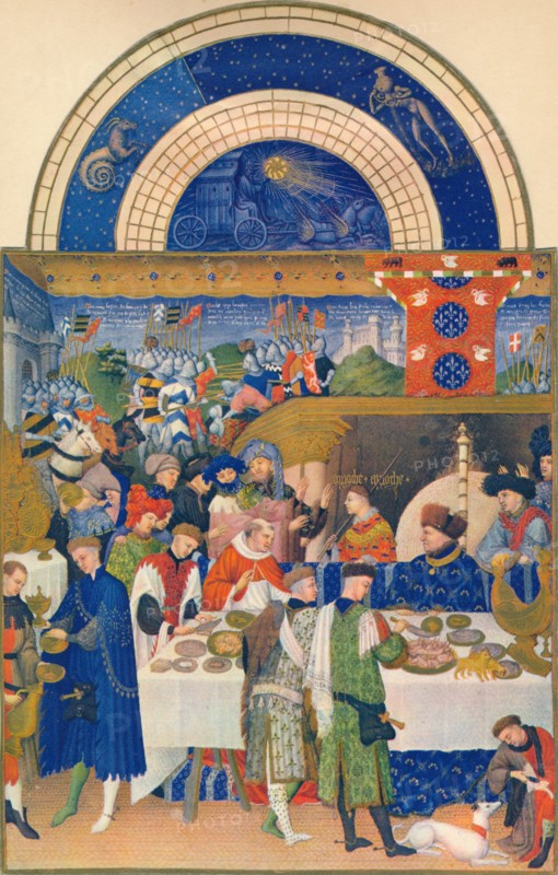 January - the Duc de Berry at table, 15th century, (1939).
