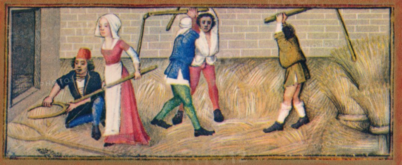 July - threshing, 15th century, (1939).