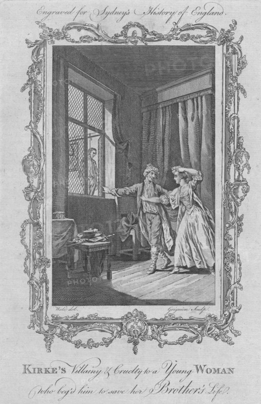 Kirke's villainy & cruelty to a young woman who beg'd him to save his brother's life', 1773.