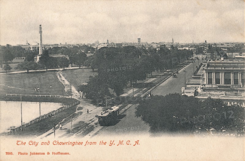 The City and Chowringhee from the Y.M.C.A.', early 20th century.