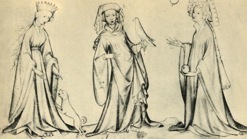 Three young women, c1400, (1943).