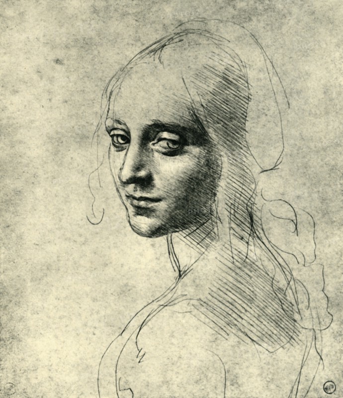 Head of a Young Woman (Study for the Angel in the 'Virgin of the Rocks'), c1485, (1943).