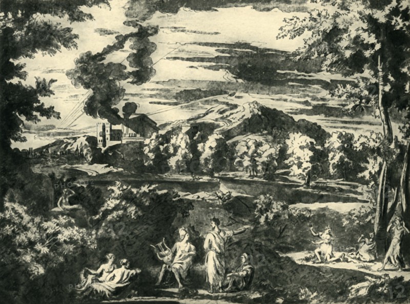 Landscape with Orpheus and Eurydice, mid 17th century