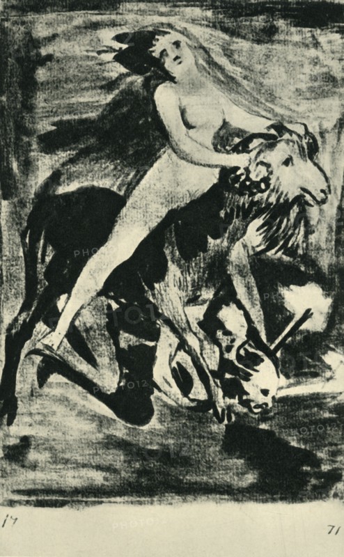 Witch riding a goat, late 18th-early 19th century, (1943).