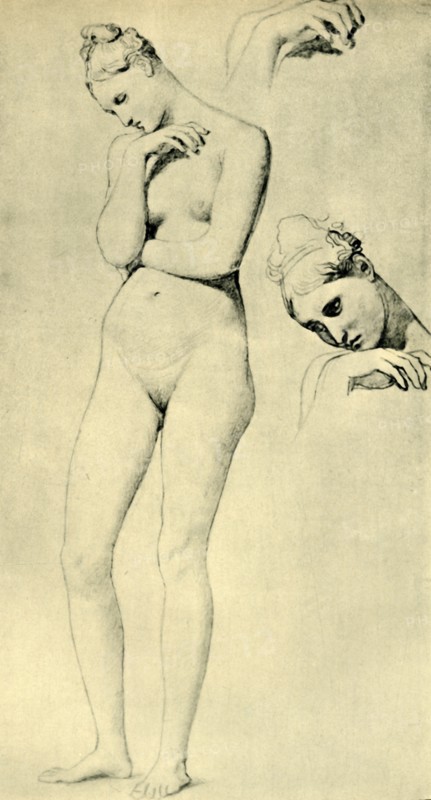 Studies for the figure of Stratonice, c1834-1840