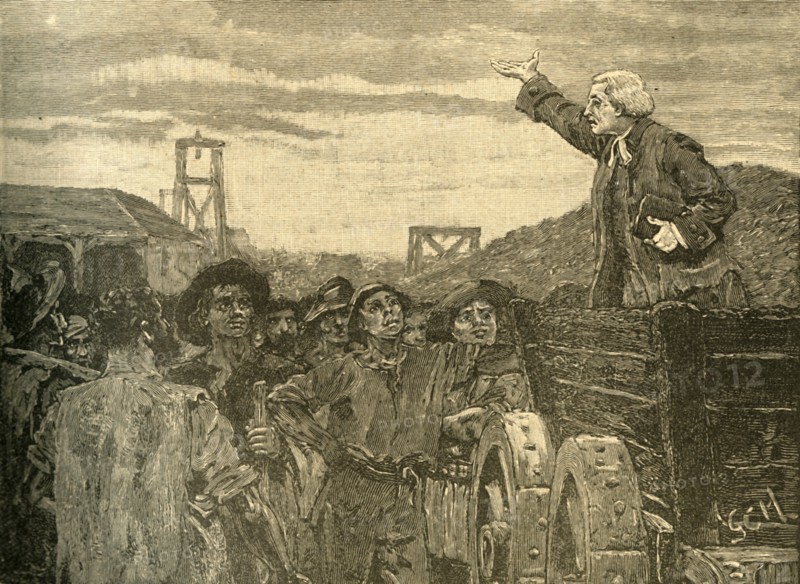 Rowland Hill preaching to the colliers of Kingswood, Bristol, c1772 (c1890).