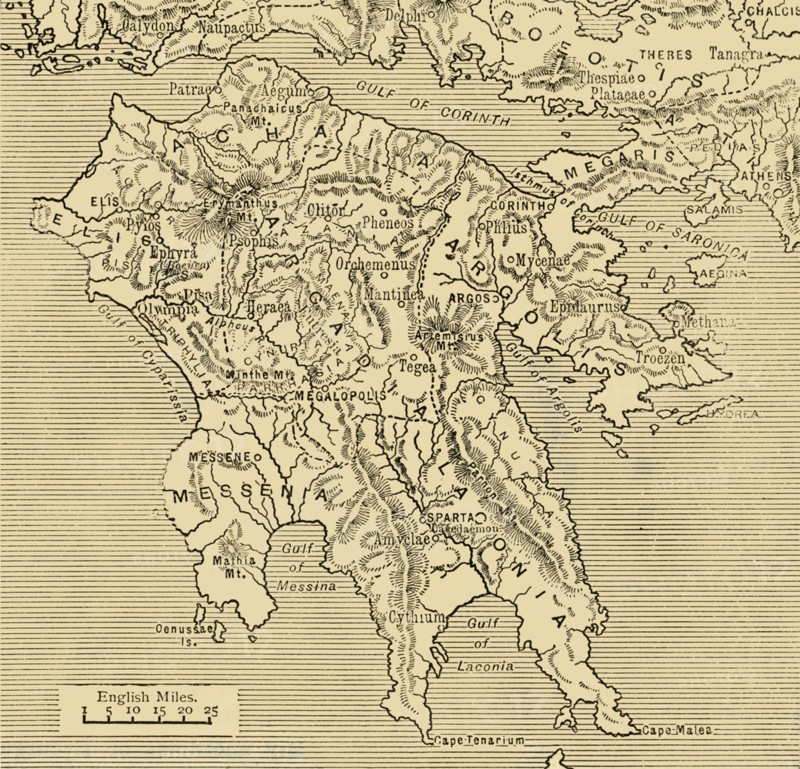 Map of the Peloponnesus', 1890.