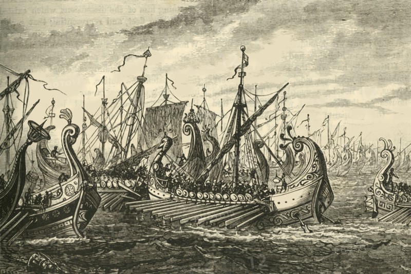 Greek Triremes at the Battle of Salamis', 1890.