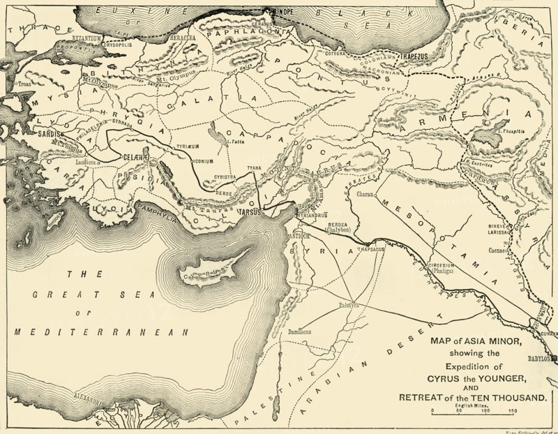 Map of Asia Minor,  Expedition of Cyrus the Younger, and Retreat of the Ten Thousand', 1890.