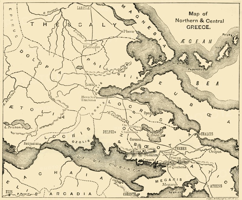 Map of Northern & Central Greece', 1890.