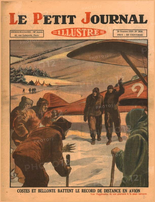 Costes and Bellonte beat the flying distance record,1929