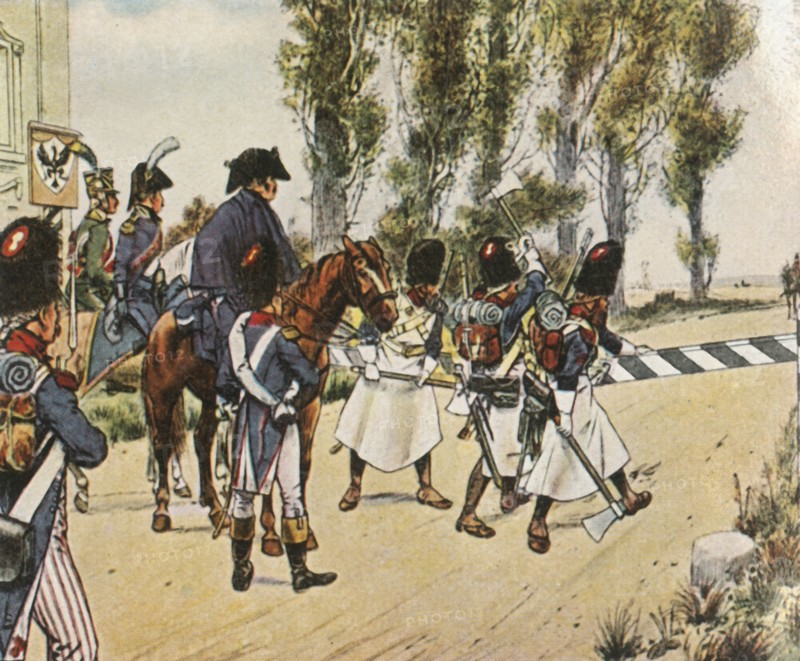Napoleon's troops during the war against Austria, October 1805, (1936). Creator: Unknown.