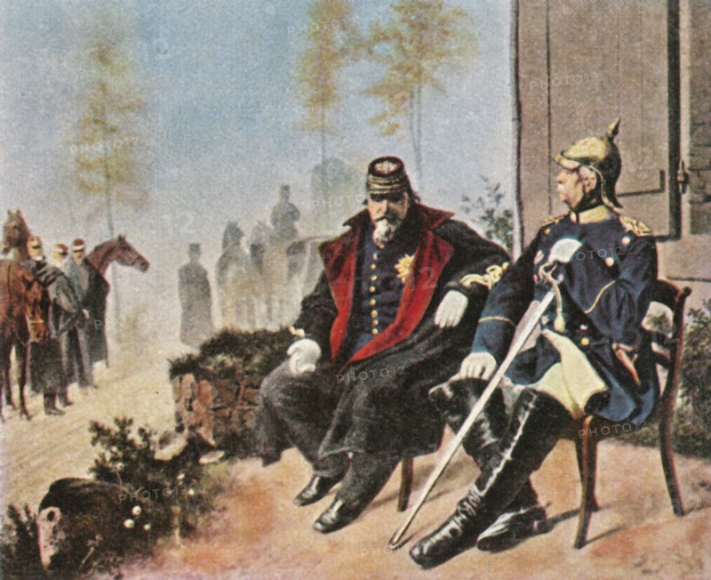 Napoleon III and Bismarck at the weaver's cottage in Donchery, 2 September 1870