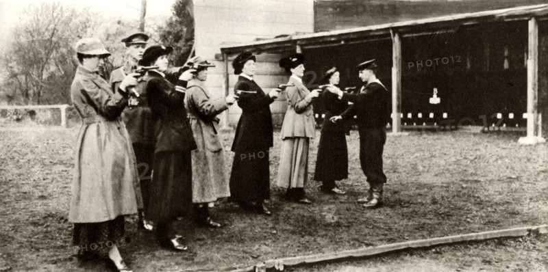 Members of the WRNS at revolver practice,1915