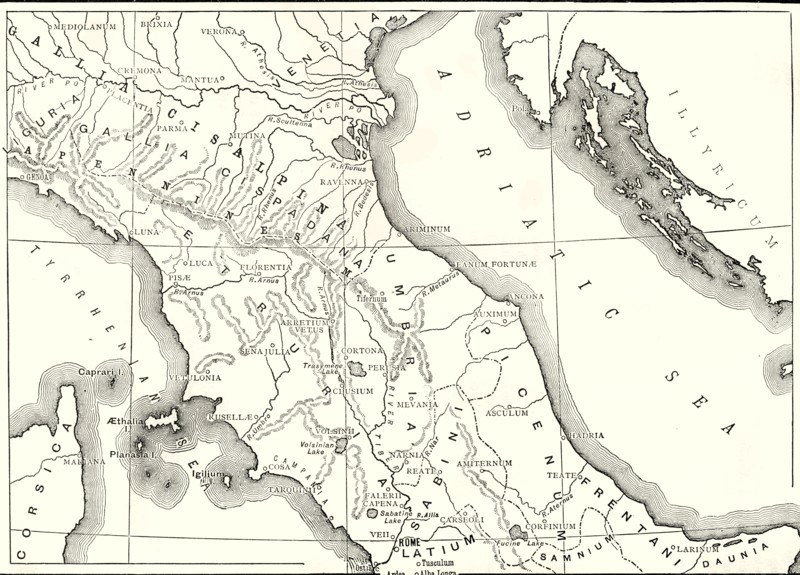 'Map of Northern and Central Italy',1890