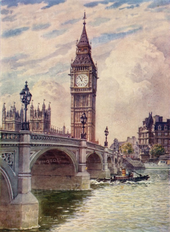 'Westminster Bridge and Big Ben', c1948