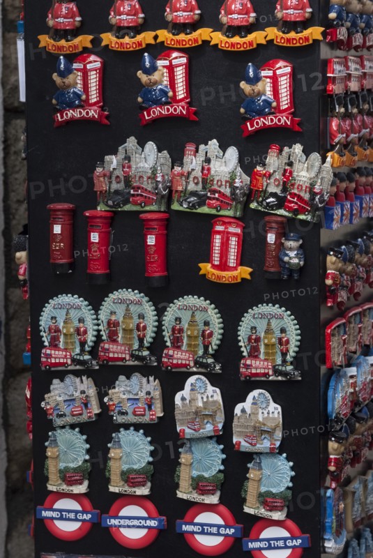 Refrigerator magnets as souvenirs depicting the various speciailties of London,  Creator: Ethel Davies;Davies